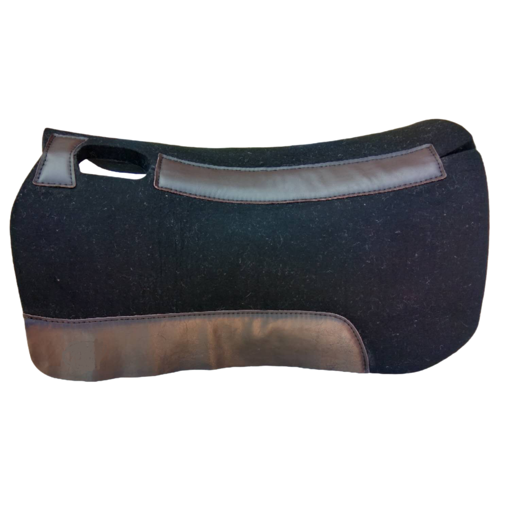 Black Saddle Pad with Brown Leather Cornovo Saddlery