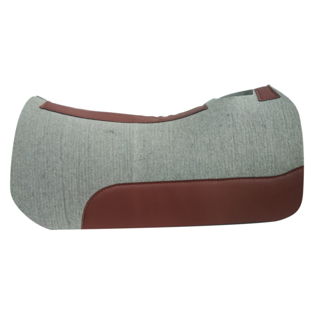 Gray Saddle Pad with Brown Leather detail image