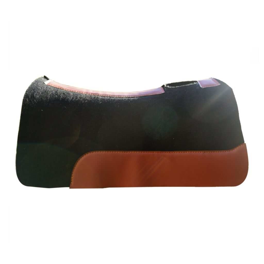 Black Saddle Pad with Brown Leather