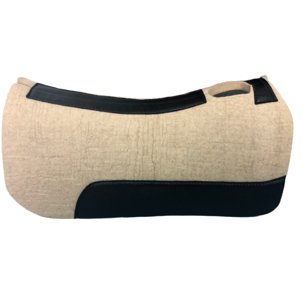 White Saddle Pad with Black Leather detail image