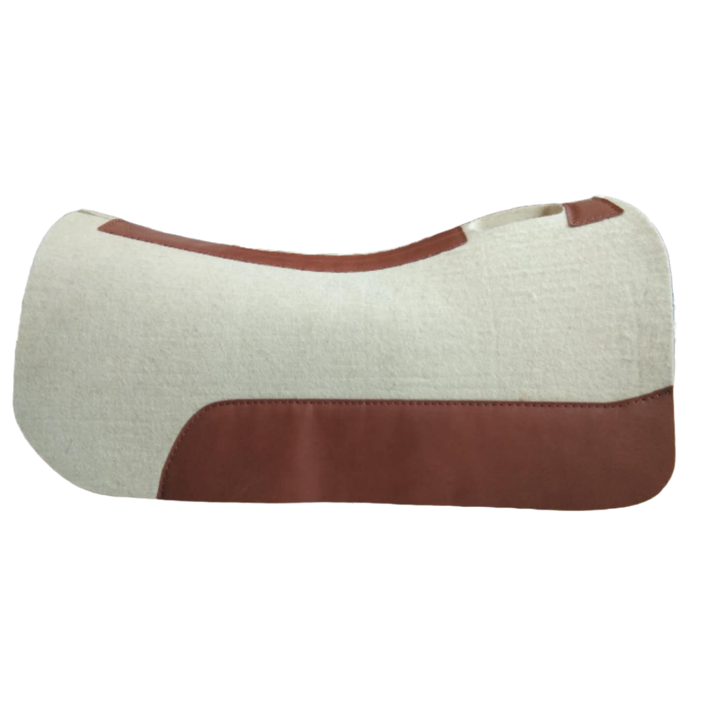 White Saddle Pad with Brown Leather detail image