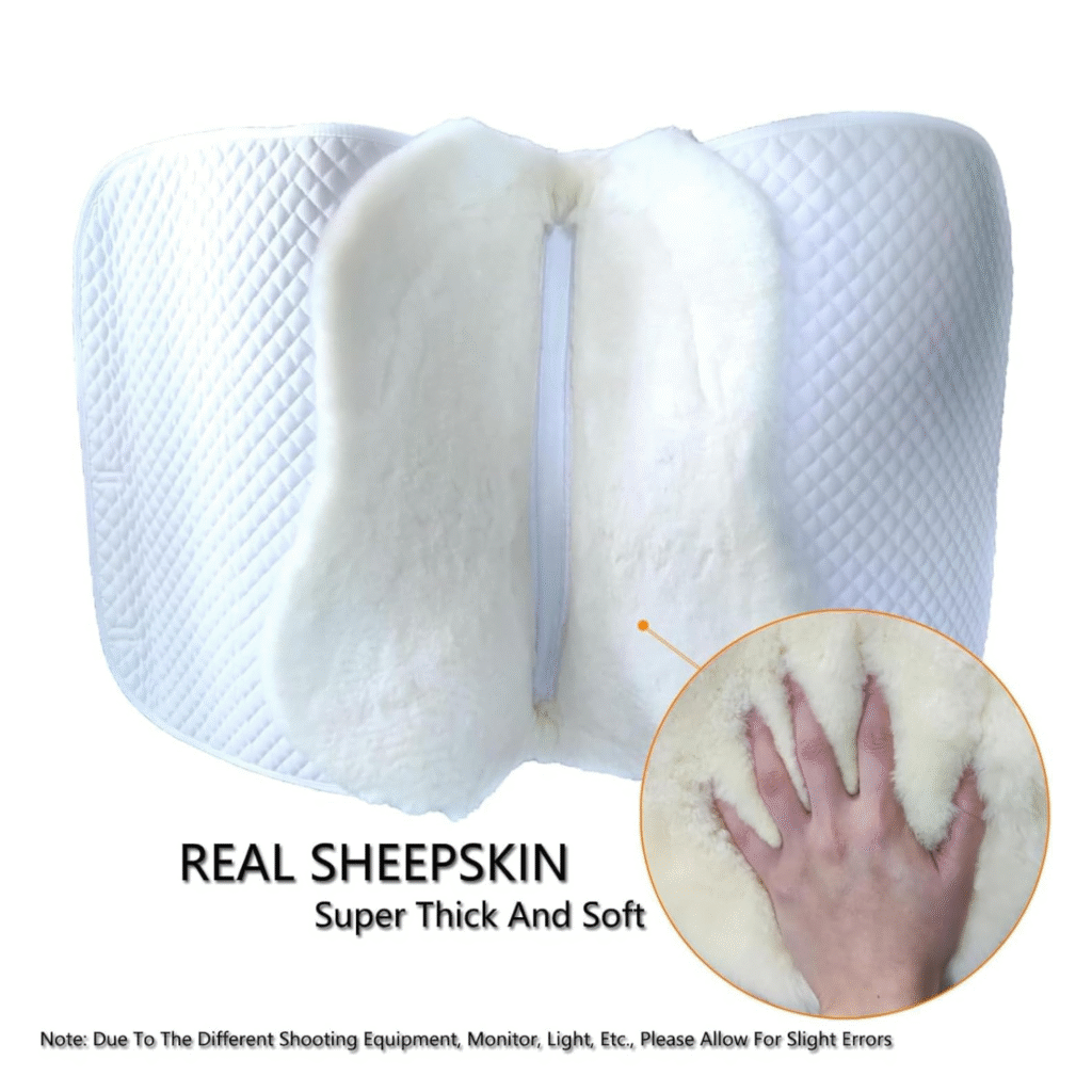 Sheepskin Dressage Saddle Pad White detail image