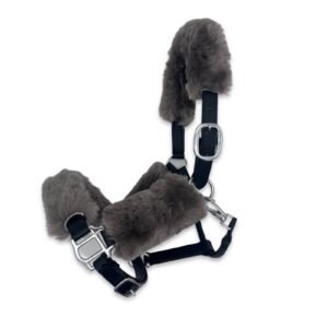 sheepskin headcollar 4 piece fluffy set covers grey