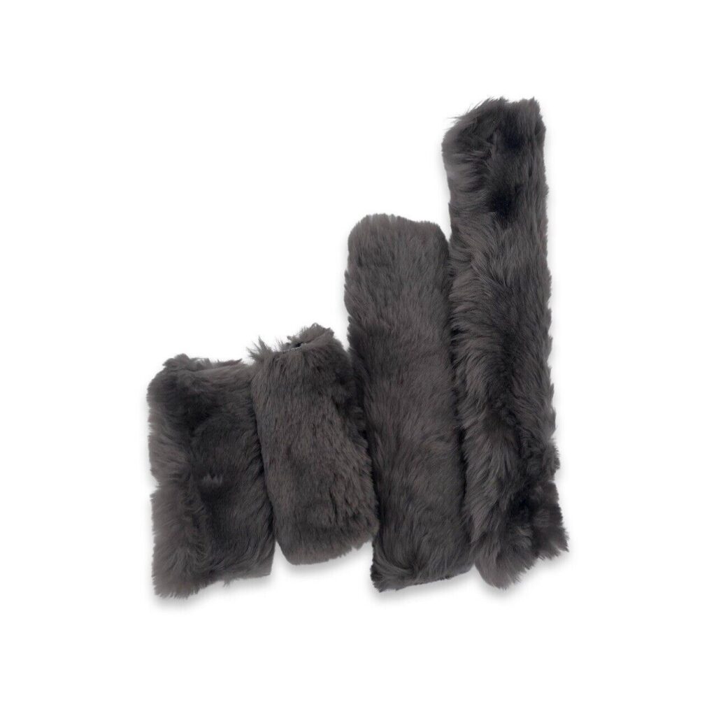 Sheepskin Headcollar 4 piece fluffy Set covers- Grey detail image