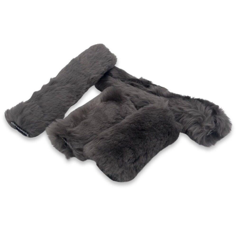 Sheepskin Headcollar 4 piece fluffy Set covers- Grey detail image