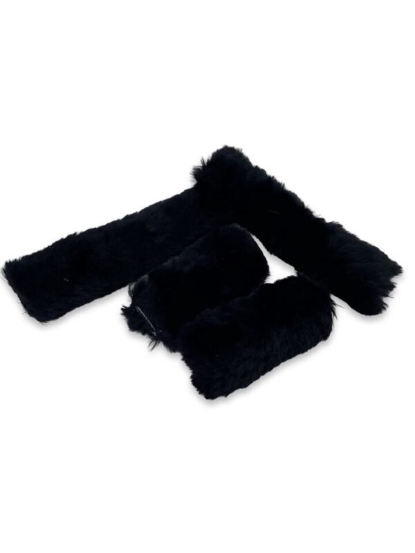 sheepskin headcollar 4 piece fluffy set covers black