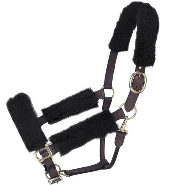 sheepskin horse halter set