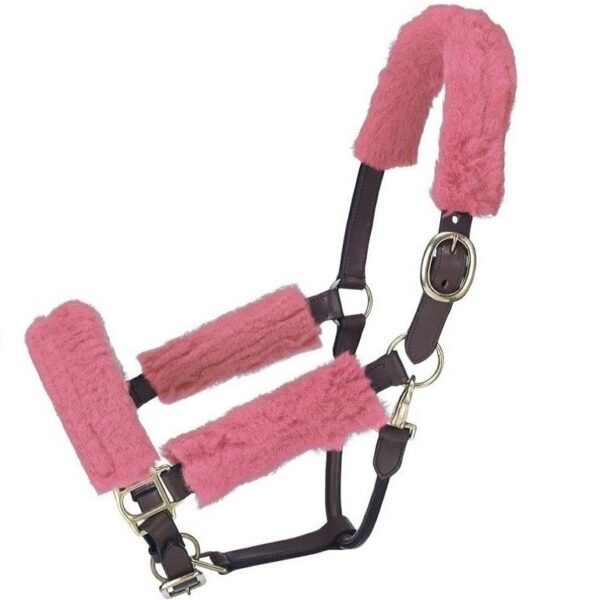 sheepskin horse halter set