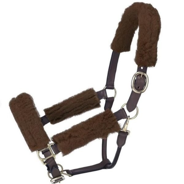 sheepskin horse halter set