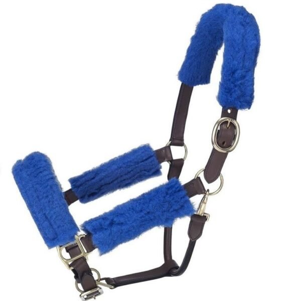 sheepskin horse halter set