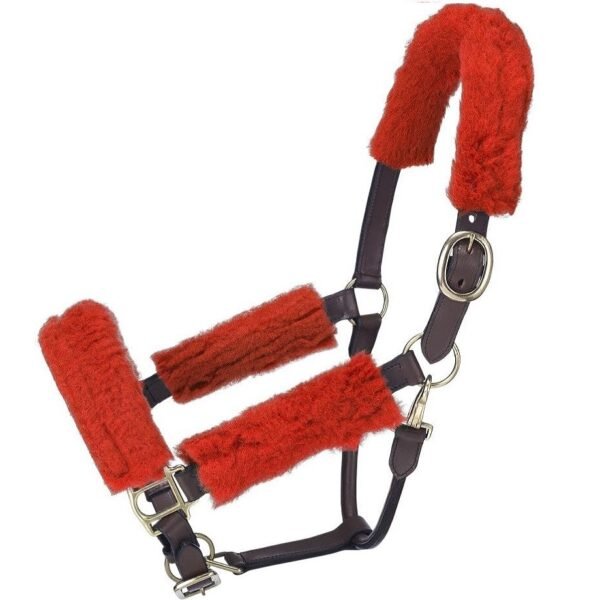 sheepskin horse halter set