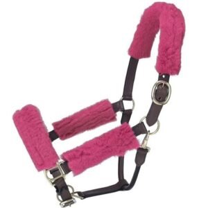 sheepskin horse halter set