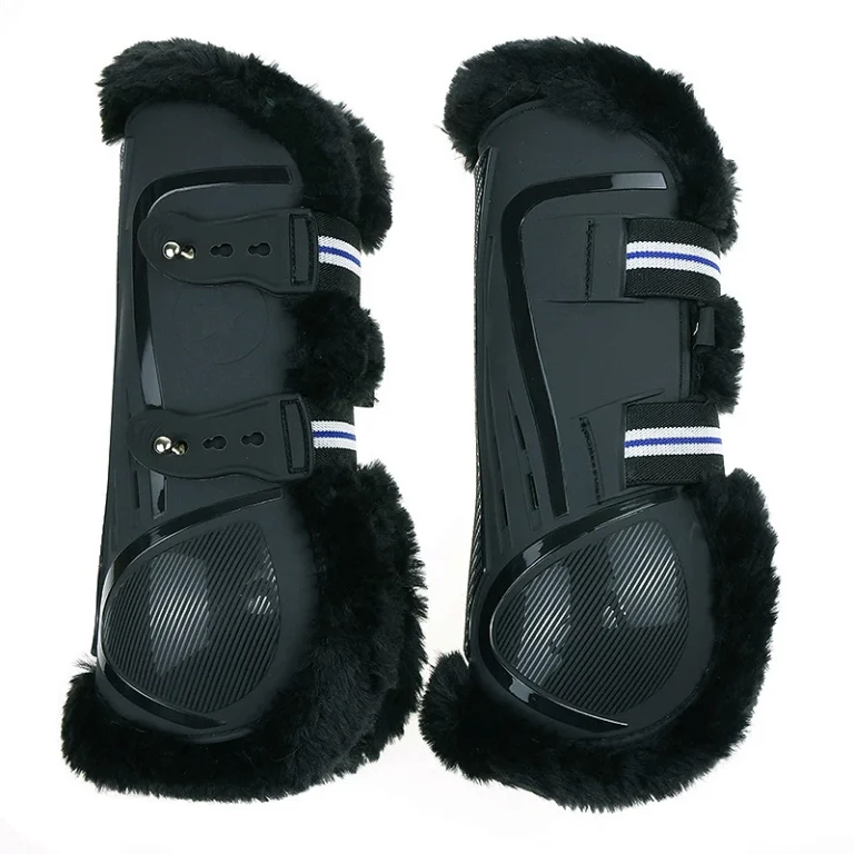 sheepskin horse fur boots black