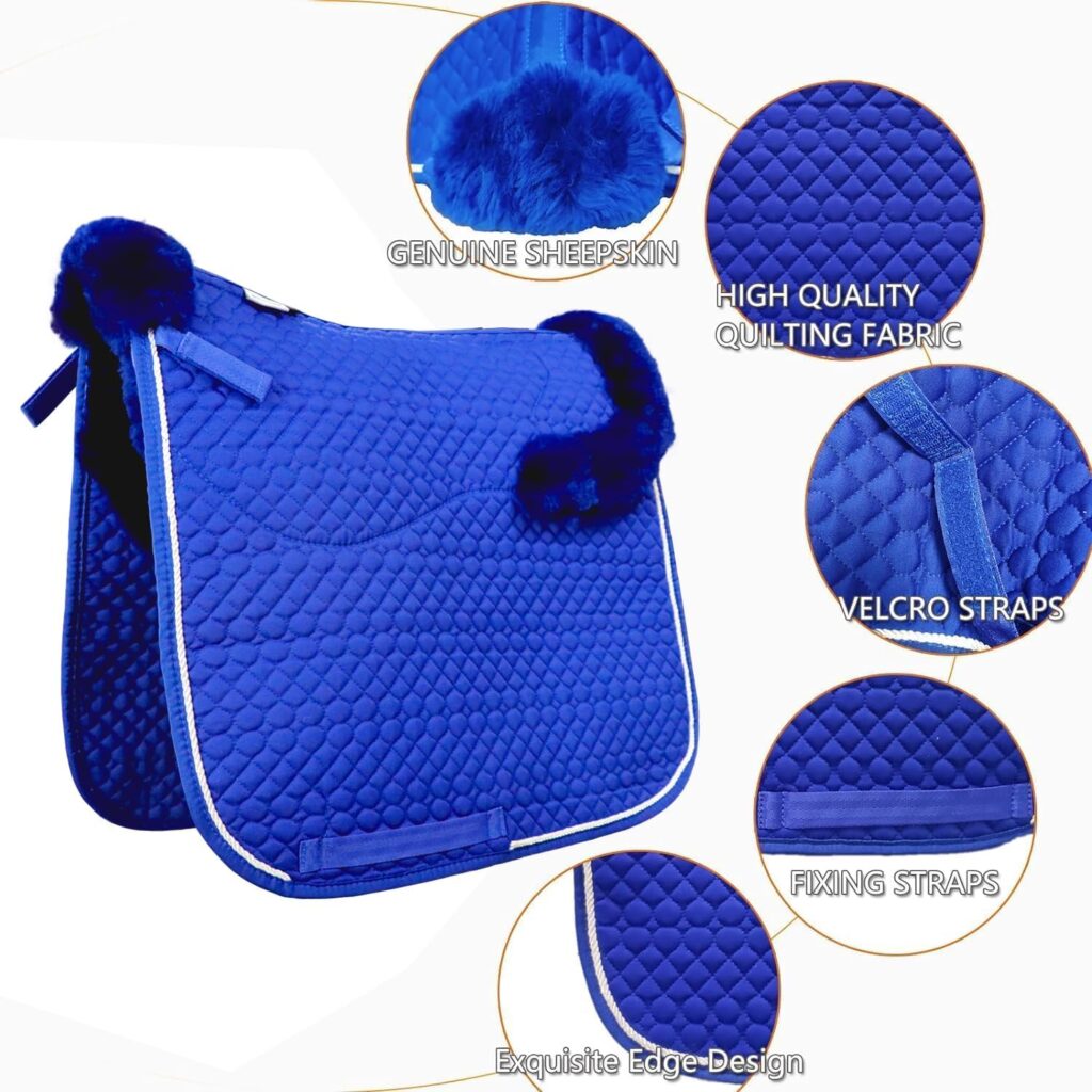 Sheepskin Dressage Saddle Pad Blue detail image