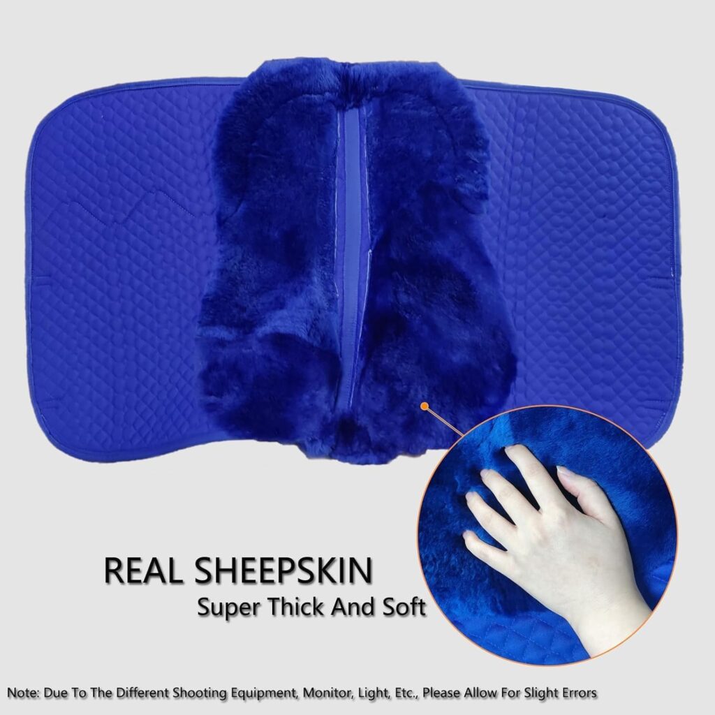 Sheepskin Dressage Saddle Pad Blue detail image