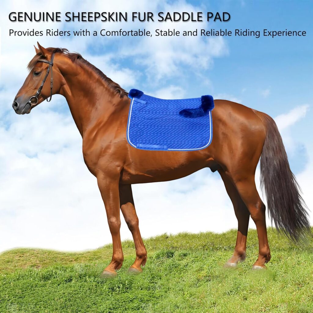 Sheepskin Dressage Saddle Pad Blue detail image