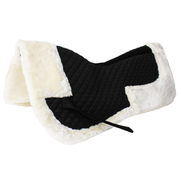 horse english quilted western half saddle pad black/white