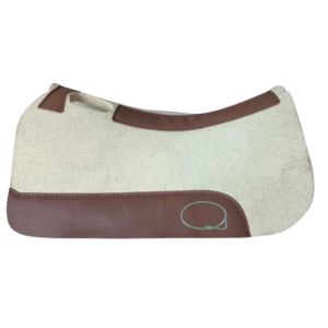 classic white saddle pad with brown leather