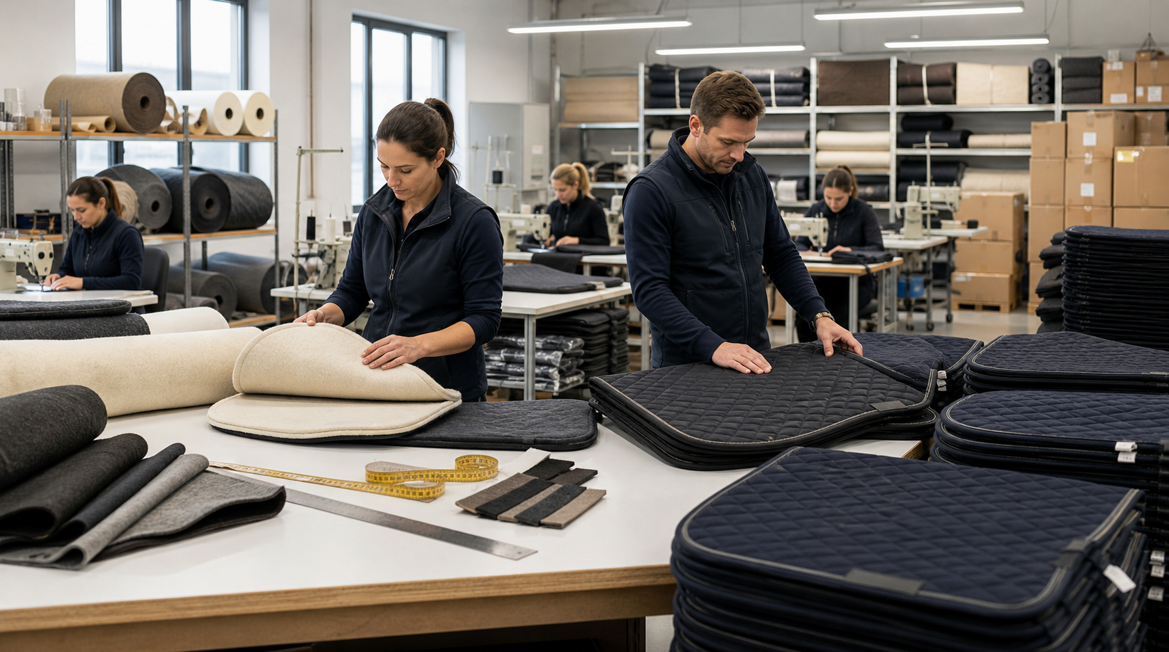 saddle pad factory material inspection sewing and quality control